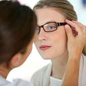 woman trying on eyewear